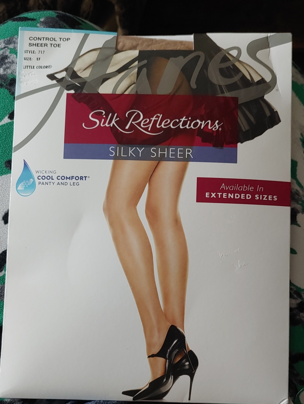 NWT Hanes Sz EF Silk Reflections Silky Sheer Control Top Sheer Toe Pantyhose